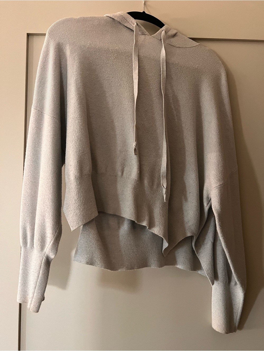 A&F Light Gray Hooded Women's Sweater - Casual Layered Knit